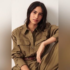 SOLD NWT BA&SH MANIA. COTTON SHIRT JACKET KAKI | WOMENS TOPS & SHIRTS